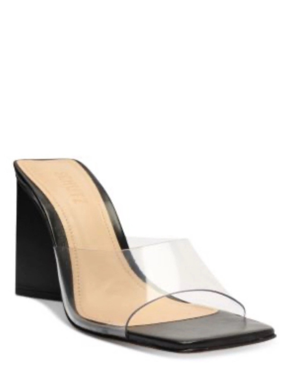 SCHUTZ Lizah Black Wedge Mule with Clear Strap - 10